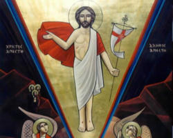 Image of In the Sacrament of the Eucharist the risen Lord is present and mercifully purifies us from our sins; he nourishes us spiritually and infuses us with strength to withstand the harsh trials of life and the fight against sin and evil.